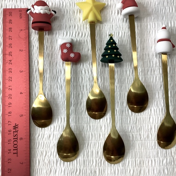 Christmas Coffee Stirrers or Sauce Serving spoons or Dessert spoons NWOT - Picture 6 of 6